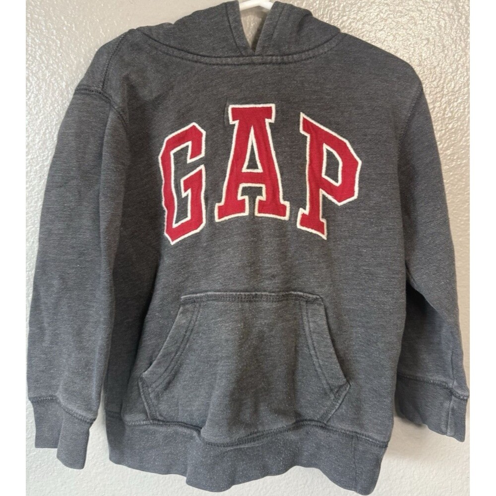babyGap Gray/Red Pullover Hoodie Logo Graphic Fleece Pockets size 5